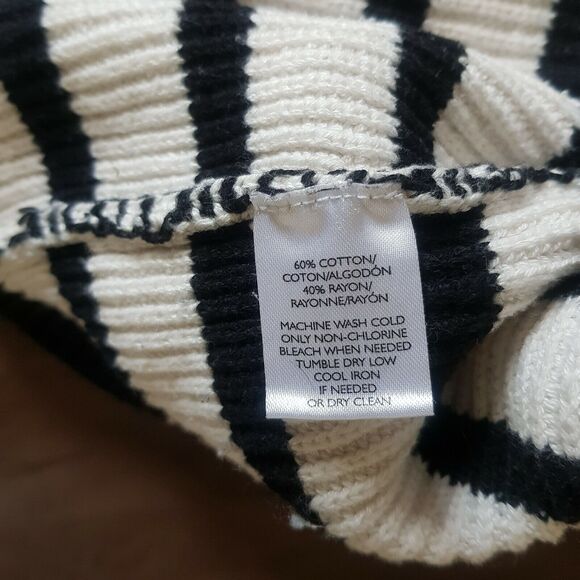 Loft Sweater Womens Size XL Chunky Knit Stripe Tie Back Minimalist Preppy Geek - Picture 9 of 12